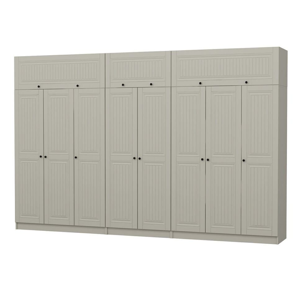 Kale 8 Kapaklı 4 İç Çekmeceli Dolap Ve Yüklük Kumtaşı Mebran İlkbahar 255CM