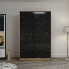 Minar Kale 2 Kapaklı Sürgülü Dolap 120 Cm  - Dore/Royal Mermer