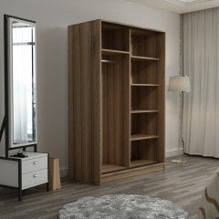 Minar Kale 2 Kapaklı Sürgülü Dolap 120 Cm  - Dore/Royal Mermer 210CM