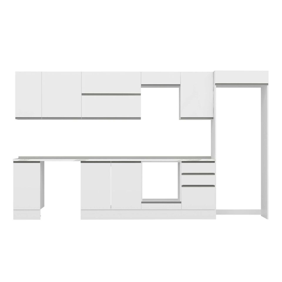 Alvinka 370X222 Cm High Gloss Mutfak Dolabı Mb-E80S40S50-2 High Gloss | Beyaz - Mdf