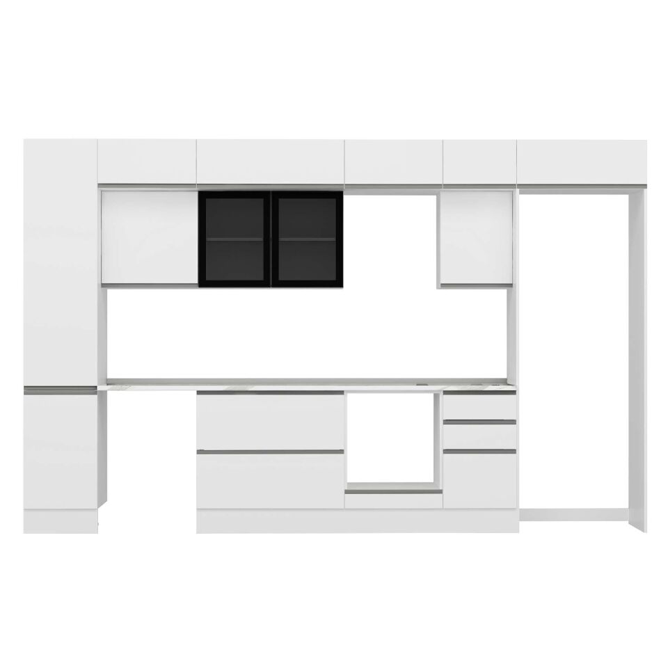 Alvinka 370X240 Cm High Gloss Mutfak Dolabı Mbb-E80B45S45-3 High Gloss | Beyaz - Mdf