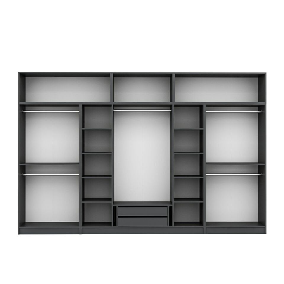 Kale 8 Mebran Panjur Kapaklı 2 Çekmeceli Dolap Ve Yüklük Antrasit 255CM