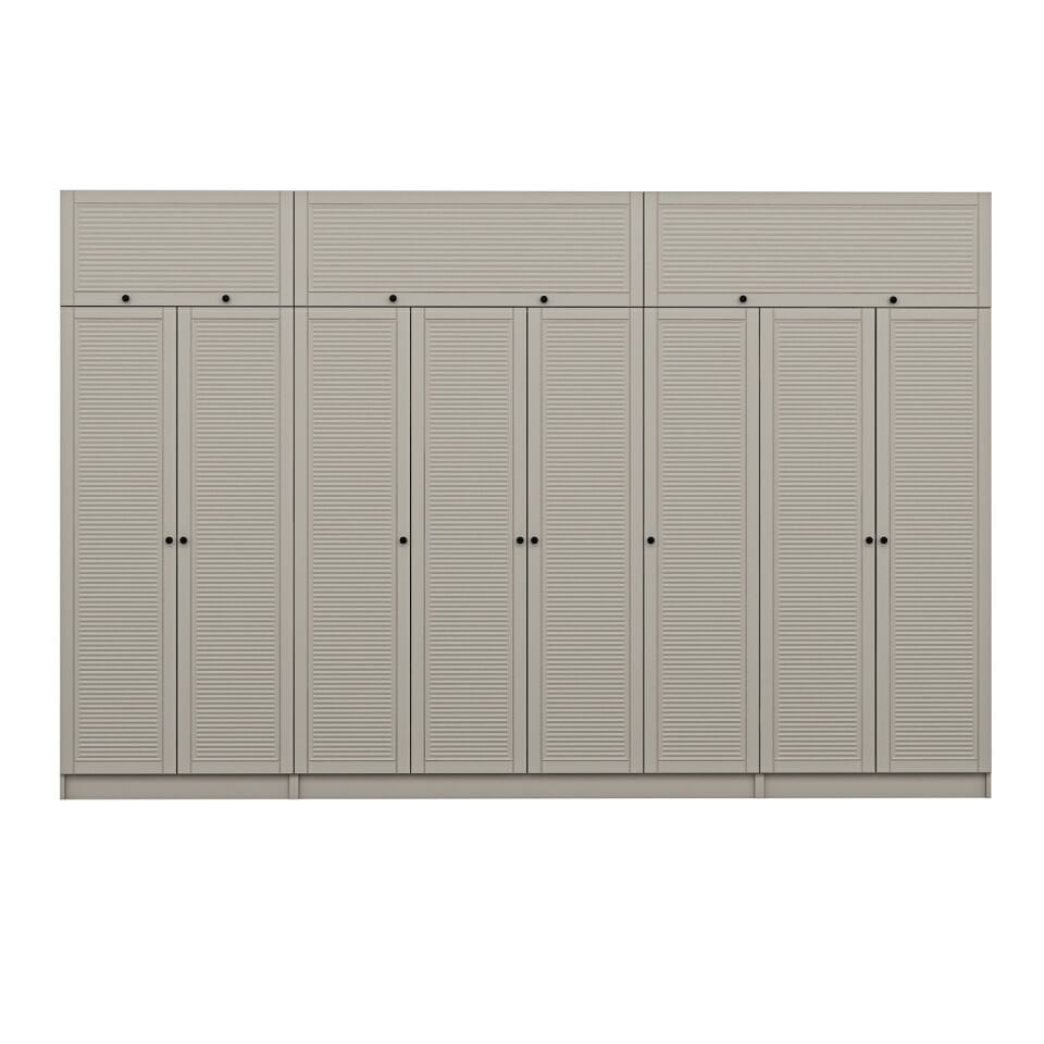 Kale 8 Mebran Panjur Kapaklı 2 Çekmeceli Dolap Ve Yüklük Kumtaşı 255CM