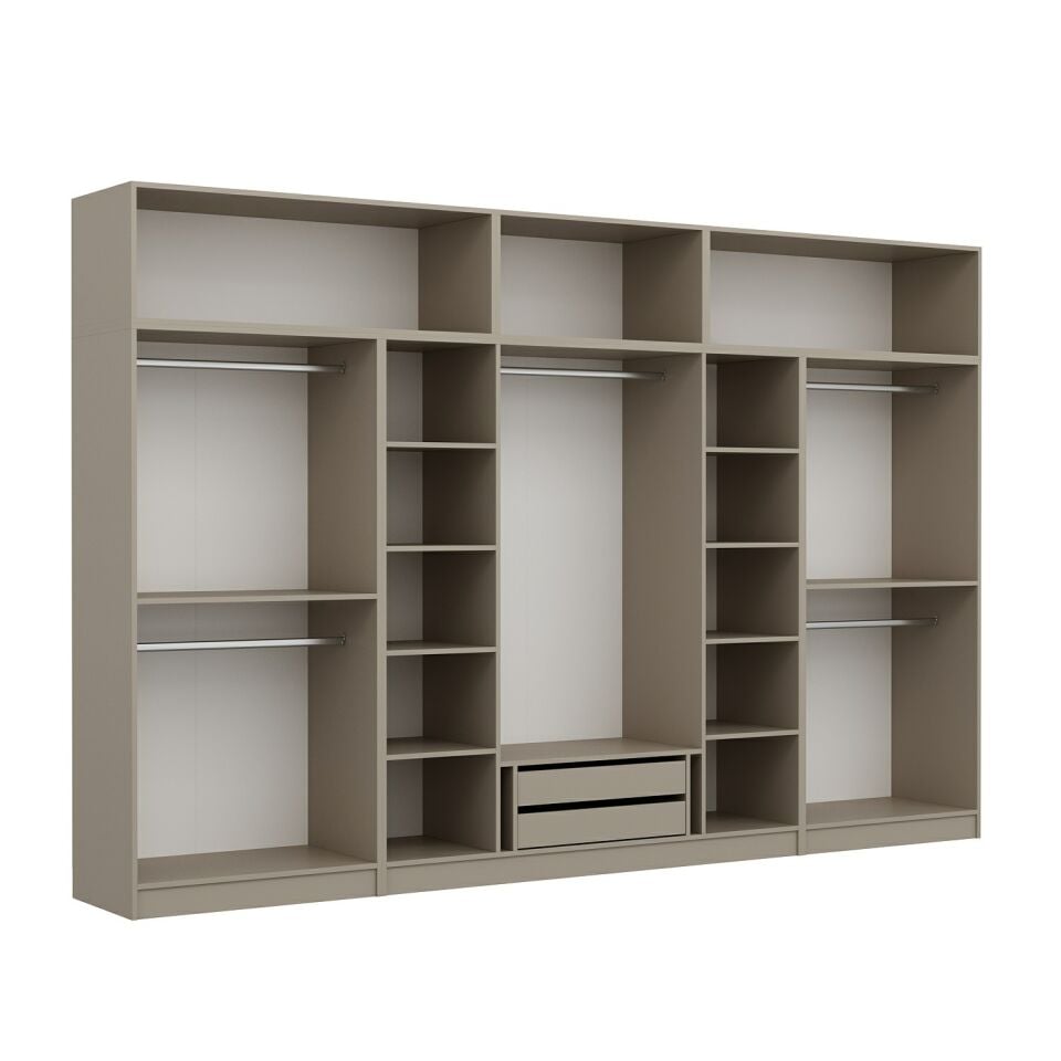 Kale 8 Mebran Panjur Kapaklı 2 Çekmeceli Dolap Ve Yüklük Kumtaşı 255CM