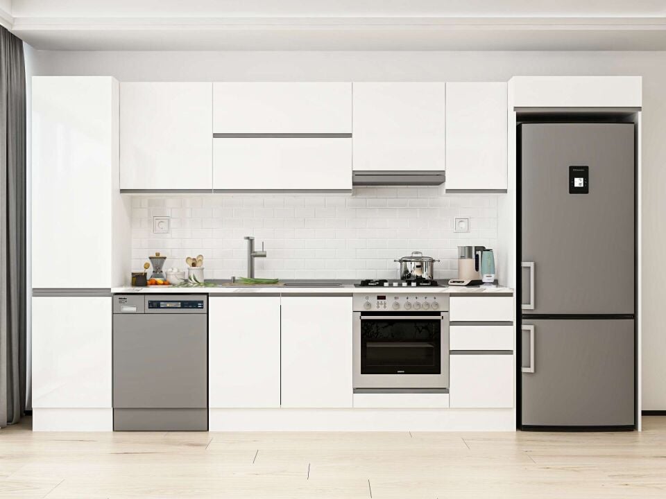 Alvinka 370X222 Cm High Gloss Mutfak Dolabı Mbb-E80B50S40-1