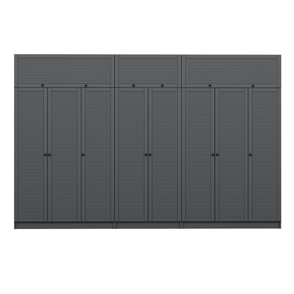 Kale 8 Mebran Panjur Kapaklı 4 Çekmeceli Dolap Ve Yüklük Antrasit 255CM