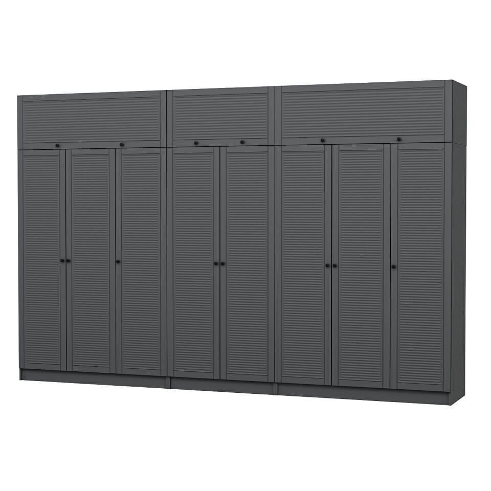 Kale 8 Mebran Panjur Kapaklı 4 Çekmeceli Dolap Ve Yüklük Antrasit 255CM