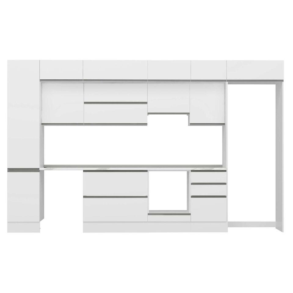 Alvinka 375X240 Cm High Gloss Mutfak Dolabı Mbb-E80B45S50-1 High Gloss | Beyaz - Suntalam