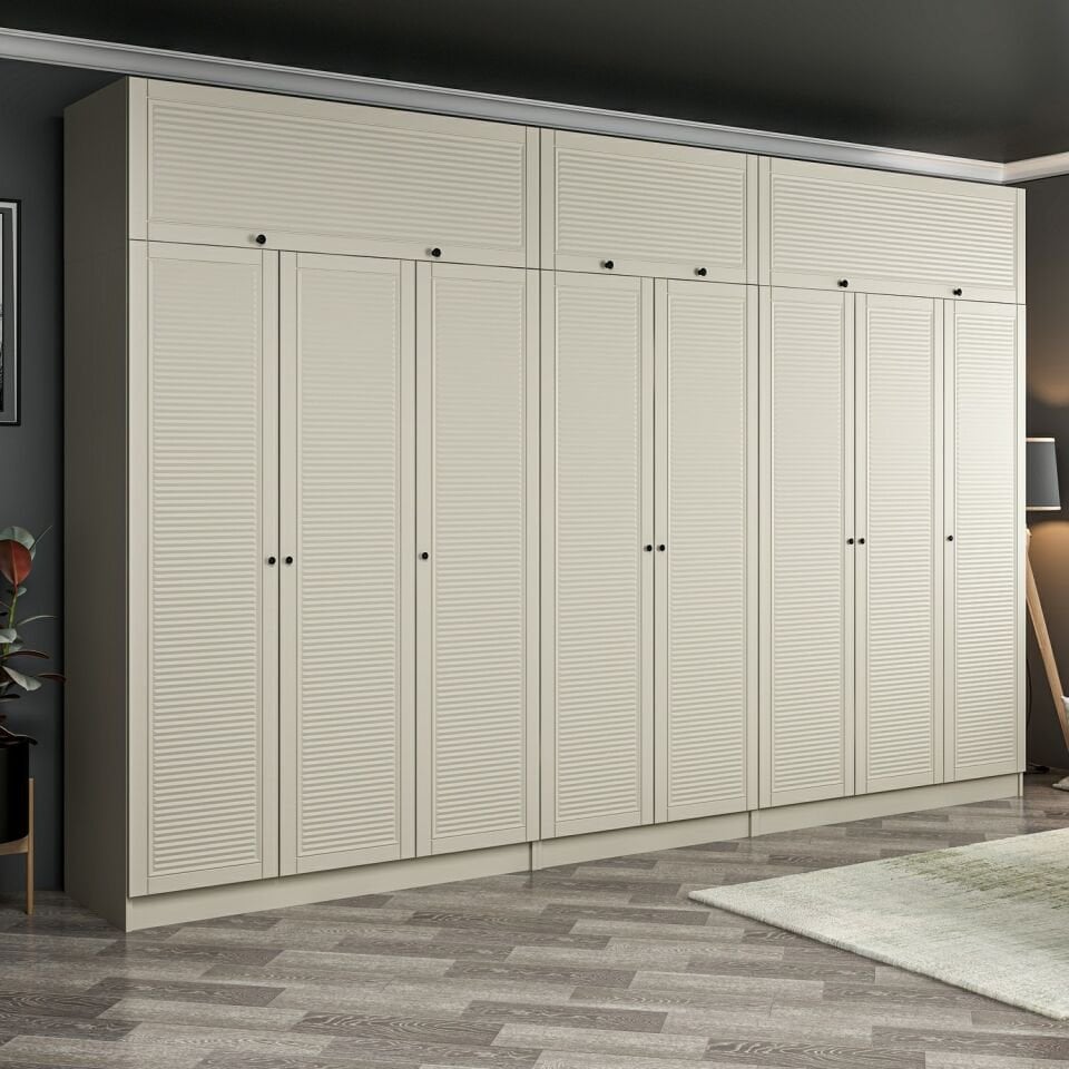 Kale 8 Mebran Panjur Kapaklı 4 Çekmeceli Dolap Ve Yüklük Kumtaşı