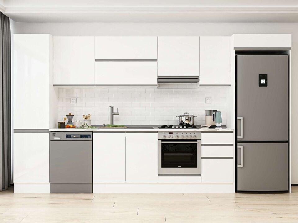 Alvinka 375X222 Cm High Gloss Mutfak Dolabı Mbb-E80B50S45-1