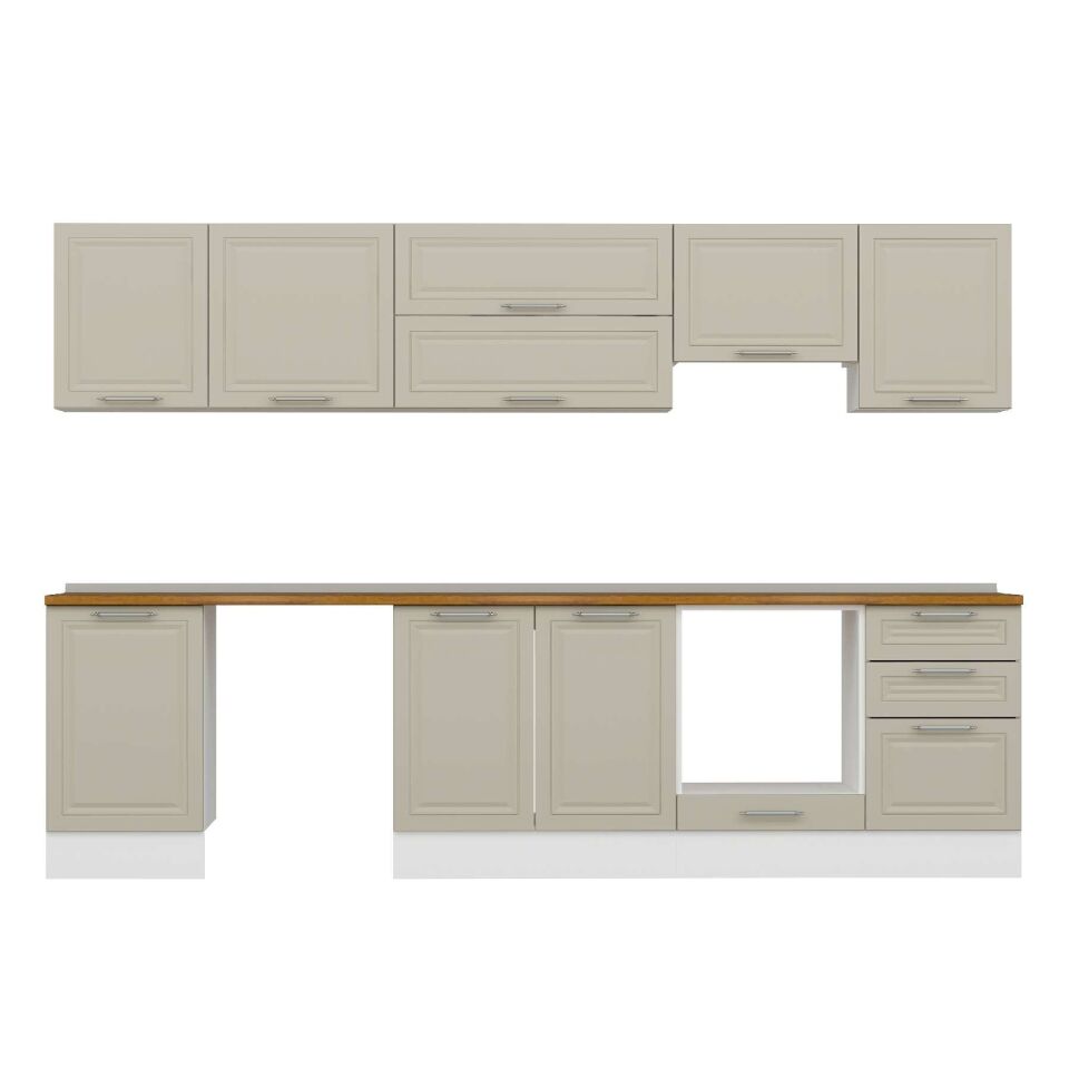 Alvinka 310X210 Cm Klasik Mebran Mutfak Dolabı M-E90S50S50-1 Mebran | Kumtaşı - Suntalam