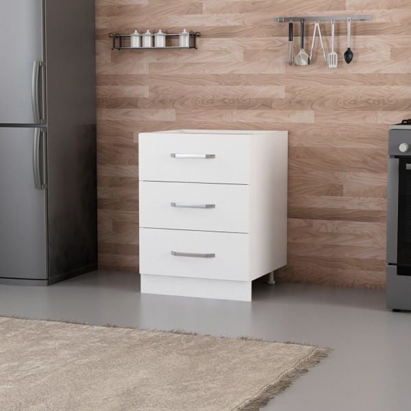 Minar Mutfak Alt Modül 3Ç Nray 60Cm Dolap Beyaz - B1