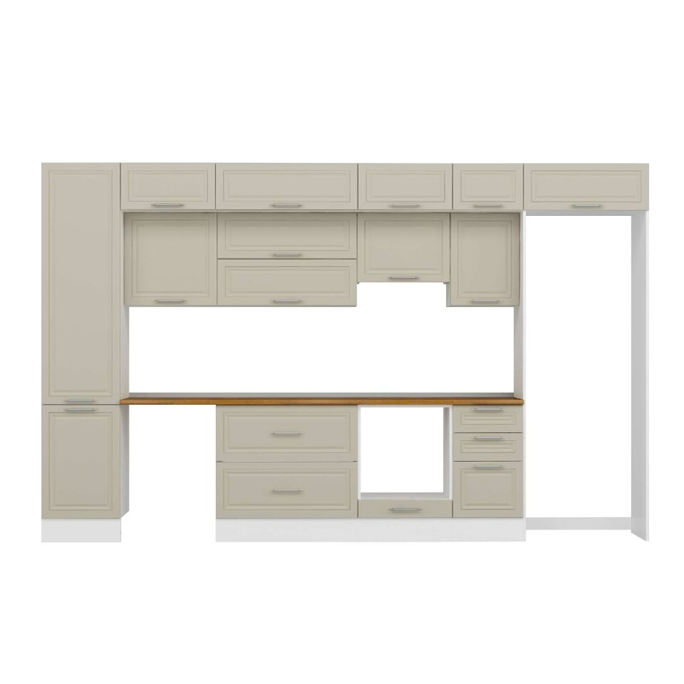 Alvinka 375X240 Cm Klasik Mebran Mutfak Dolabı Mbb-E80B50S45-1 Mebran | Kumtaşı - Mdf