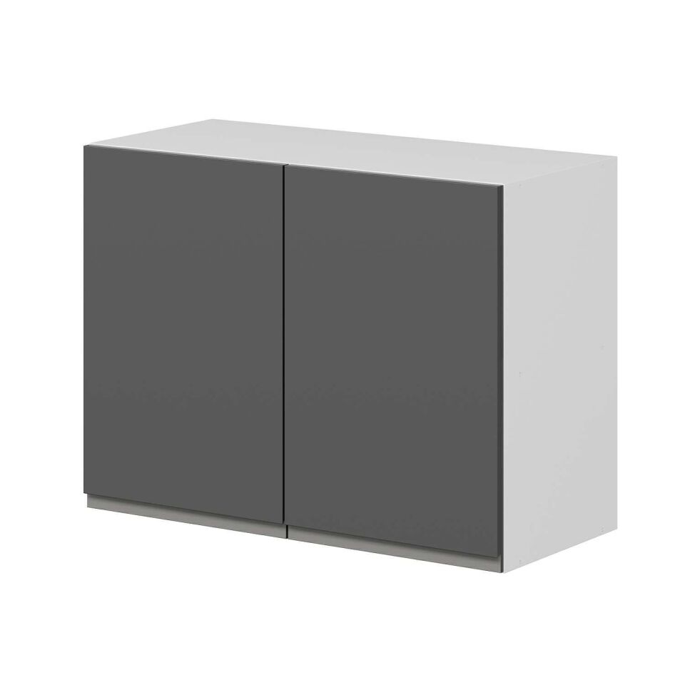 Alvinka Mutfak Modül Hg_J Üst 2Dk1R 80-H60Cm Dolap Beyaz Antrasit Mdf