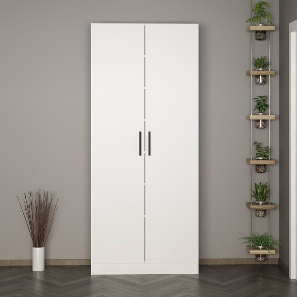 Minar Kale 210 Cm 2 Kapaklı 2B Raf Portmanto Beyaz