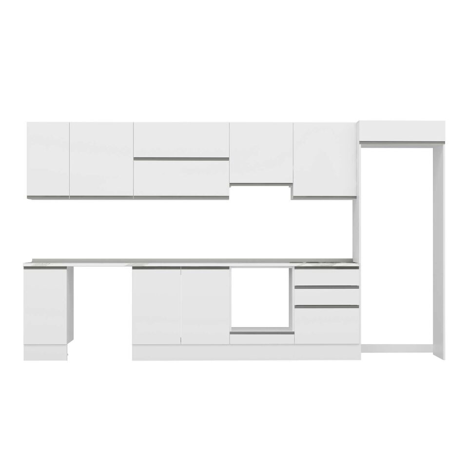 Alvinka 380X222 Cm High Gloss Mutfak Dolabı Mb-E80S40S60-1 High Gloss | Beyaz - Suntalam
