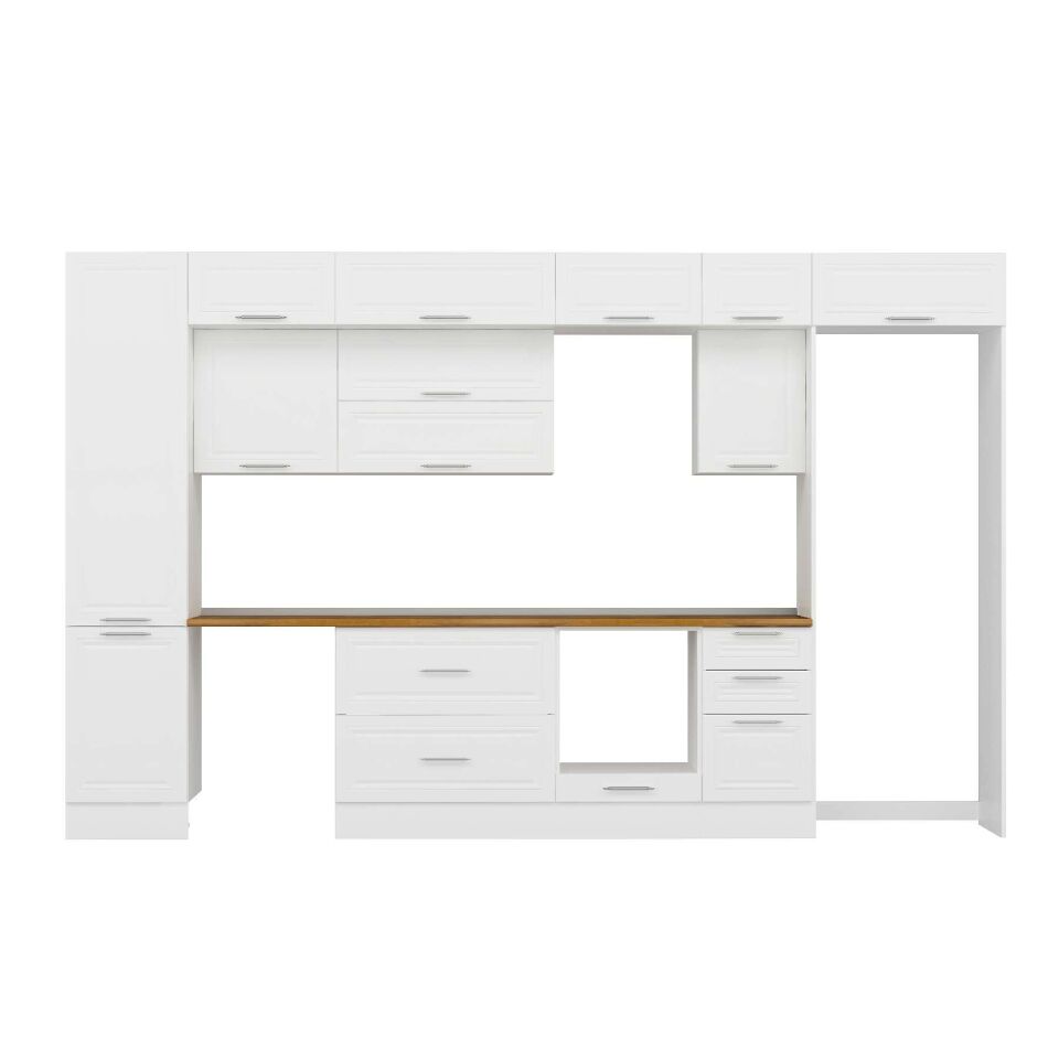 Alvinka 375X240 Cm Klasik Mebran Mutfak Dolabı Mbb-E80B50S45-2 Mebran | Beyaz - Suntalam