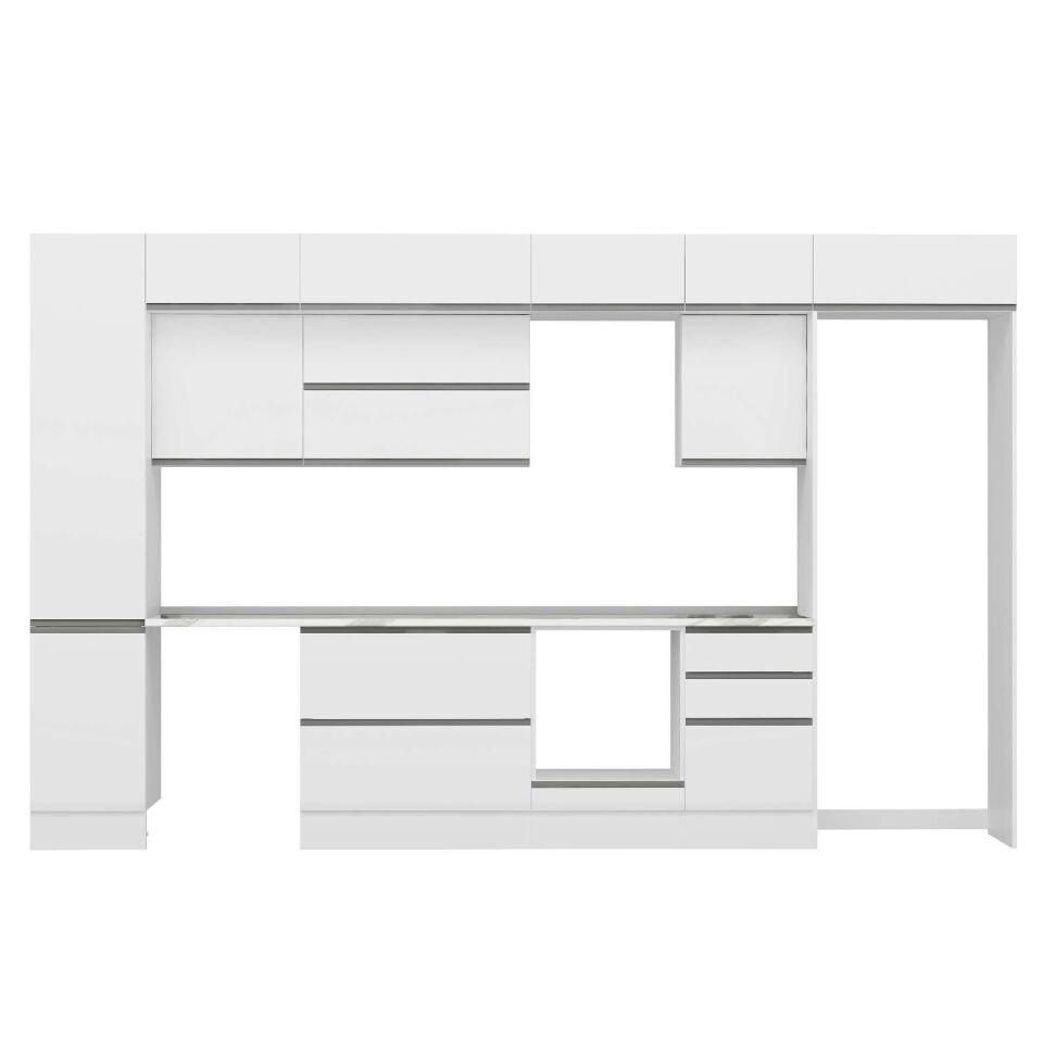 Alvinka 375X240 Cm High Gloss Mutfak Dolabı Mbb-E80B45S50-2 High Gloss | Beyaz - Mdf