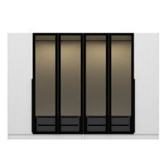 Kale Plus 6 Mebran Kapaklı 4Ç Dolap Beyaz Mebran Füme Cam 210CM