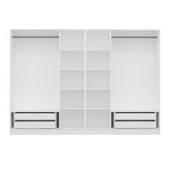 Kale Plus 6 Mebran Kapaklı 4Ç Dolap Beyaz Mebran Füme Cam 210CM