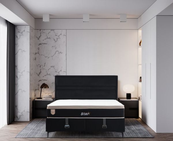 Star Baza Başlık Yatak Seti Siyah Ayak - Anka17