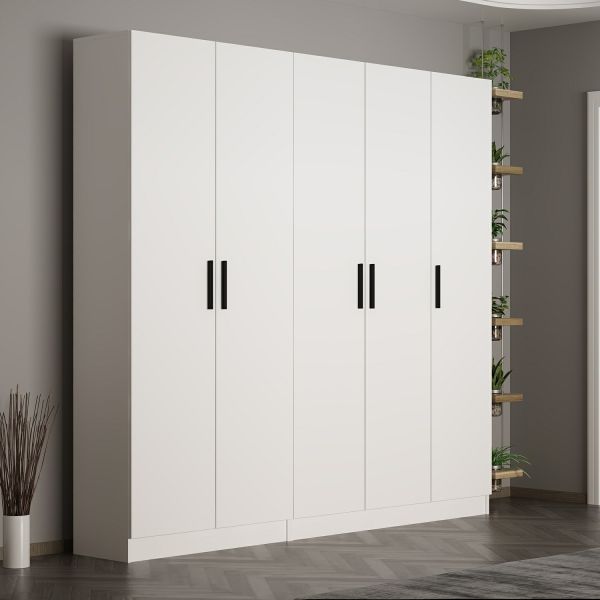 Minar Kale 210 Cm 5 Kapaklı 3B Raf Portmanto Beyaz