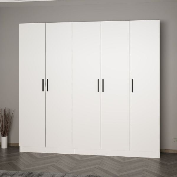 Minar Kale 210 Cm 5 Kapaklı 3B Raf Portmanto Beyaz