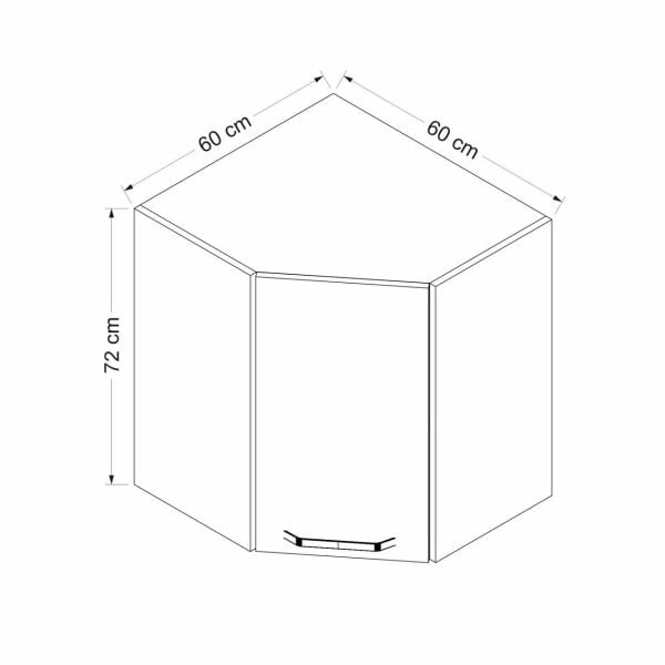 Minar Mutfak Üst Modül 1Dk1R 60Cm Köşe Dolap Beyaz - B1
