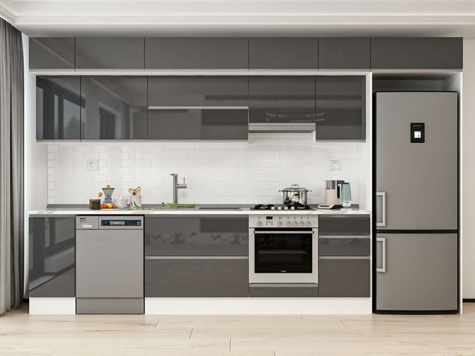 Alvinka 365X240 Cm High Gloss Mutfak Dolabı Mb-E80S40S45-1