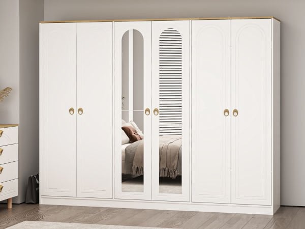 Lotus Bohem Tarz 6 Kapaklı Gardrop - Artisan/Beyaz