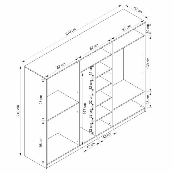Lotus Bohem Tarz 6 Kapaklı Gardrop - Artisan/Beyaz