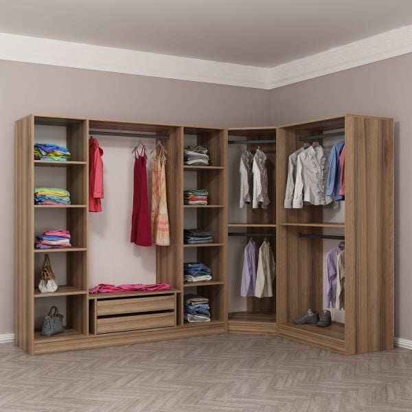 Kaleplus 7 Kapaklı 2 Çekmeceli Köşe Dolap Dore Dore Plus