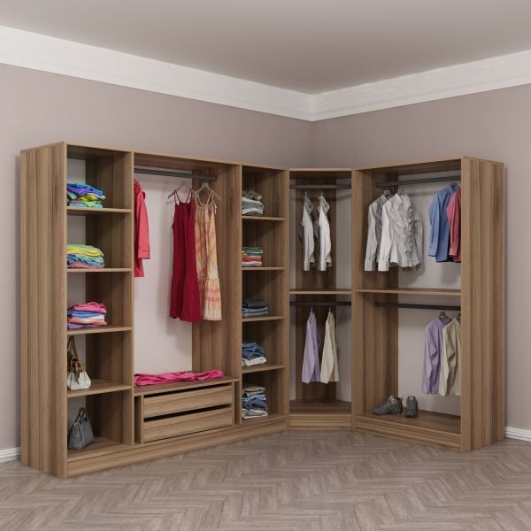 Kaleplus 7 Kapaklı 2 Çekmeceli Köşe Dolap Dore Dore Plus