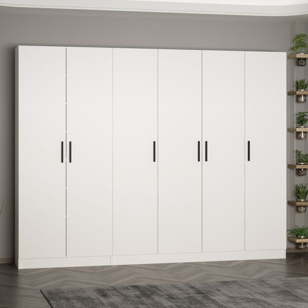 Minar Kale 210 Cm 6 Kapaklı 4B Raf Portmanto Beyaz