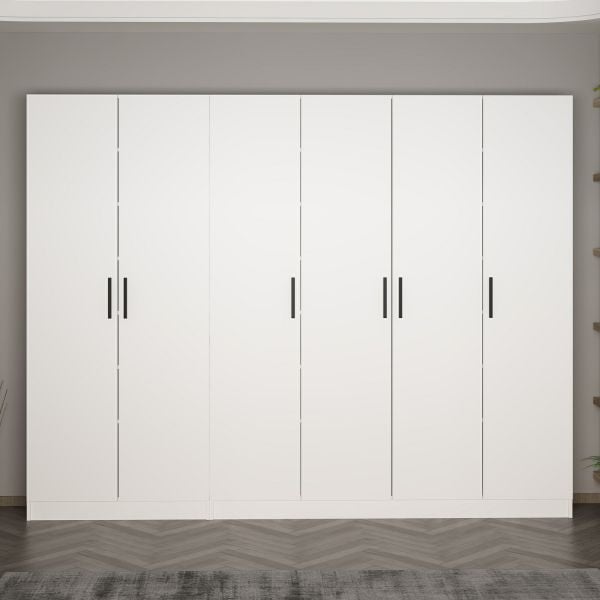 Minar Kale 210 Cm 6 Kapaklı 4B Raf Portmanto Beyaz