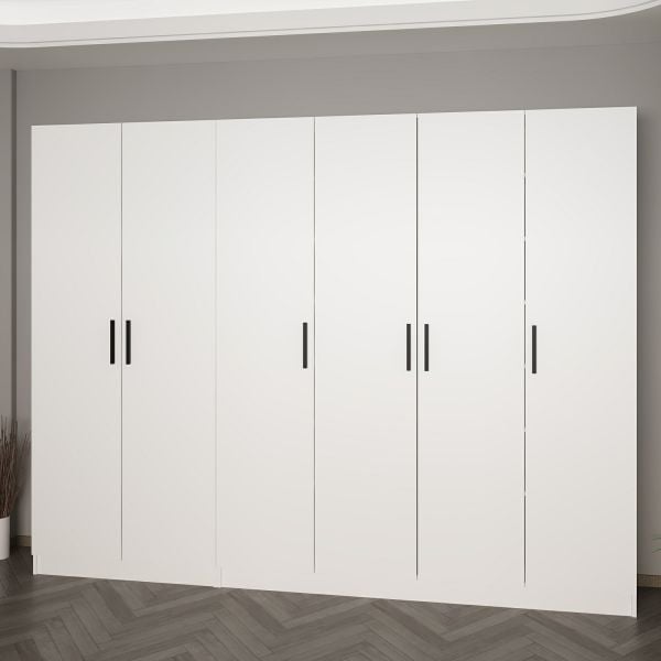 Minar Kale 210 Cm 6 Kapaklı 4B Raf Portmanto Beyaz