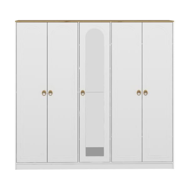 Lotus Bohem Tarz 5 Kapaklı Gardrop - Artisan/Beyaz