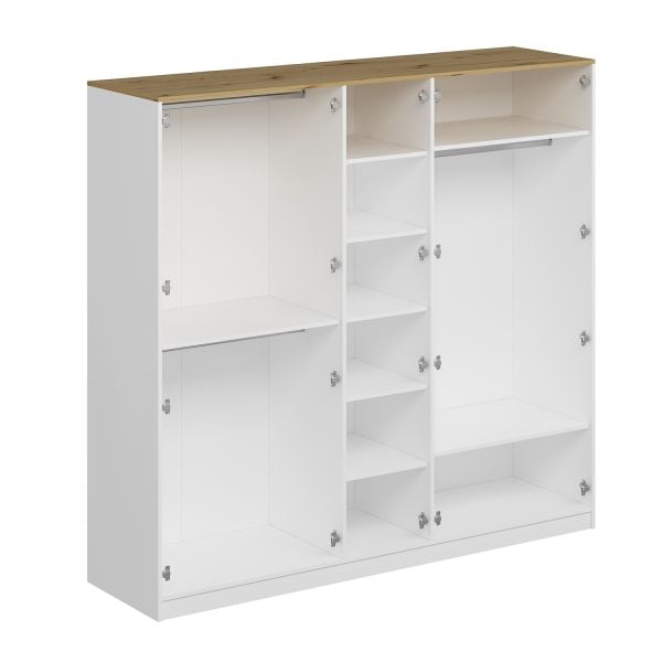 Lotus Bohem Tarz 5 Kapaklı Gardrop - Artisan/Beyaz