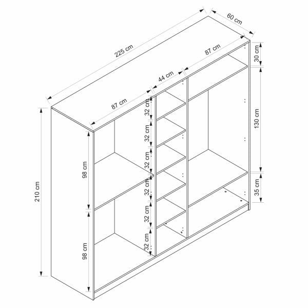 Lotus Bohem Tarz 5 Kapaklı Gardrop - Artisan/Beyaz