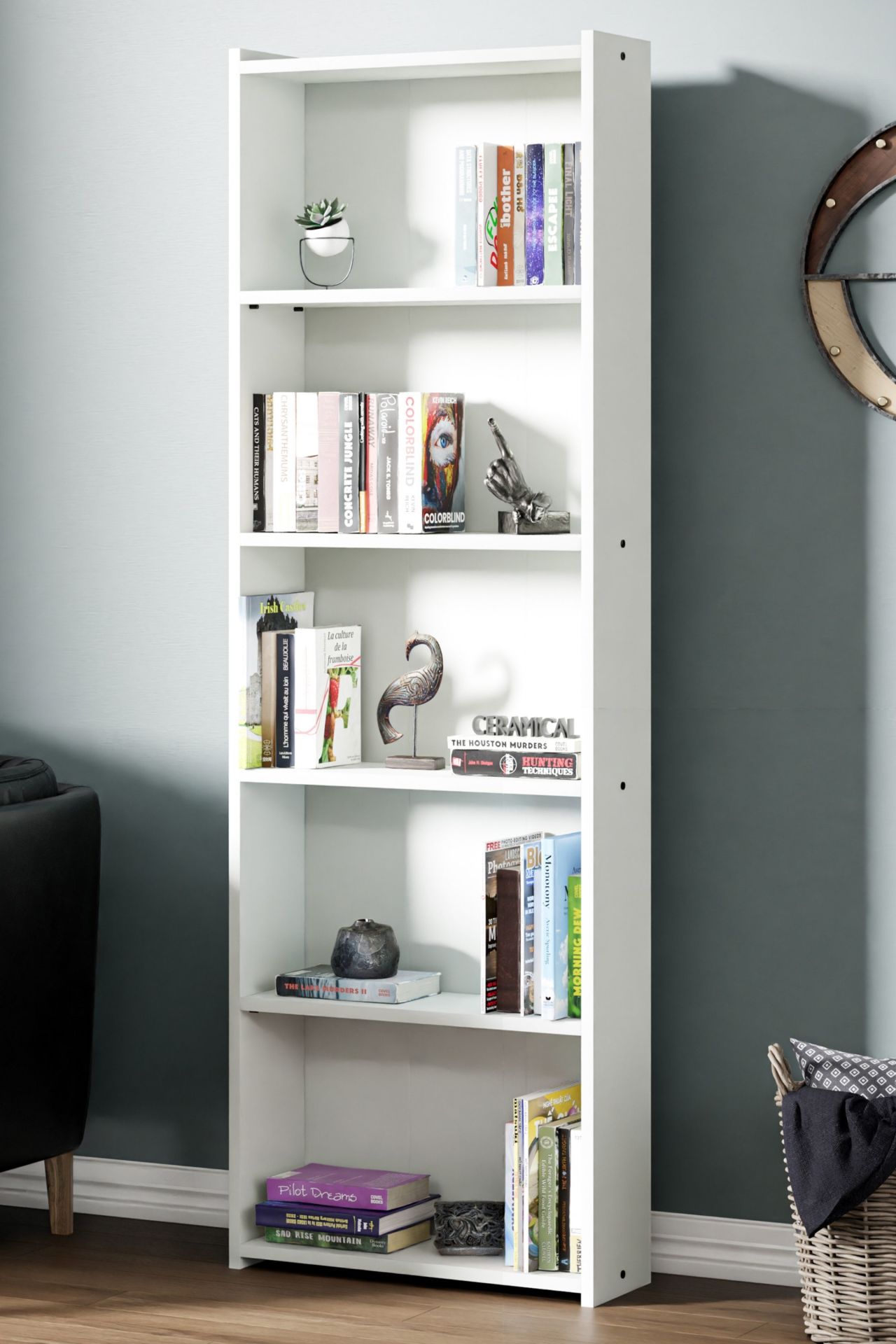 Cera Kts2 Modern Kitaplık / 5 Raflı - 60x180 Cm - Beyaz