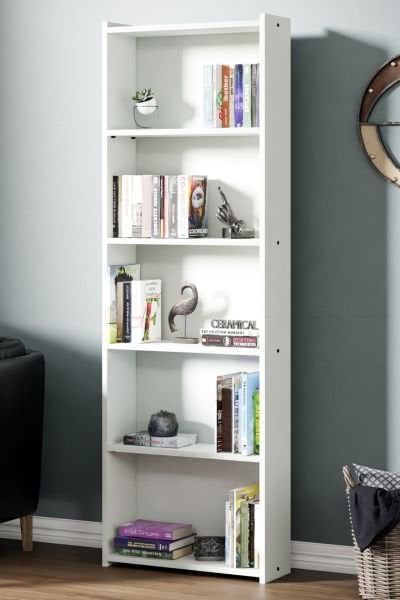 Cera Kts2 Modern Kitaplık / 5 Raflı - 60x180 Cm - Beyaz