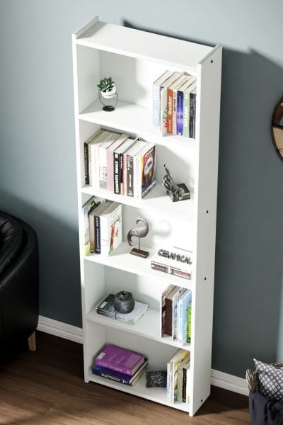 Ceramical Kts2 Modern Kitaplık / 5 Raflı - 60x180 Cm - Beyaz