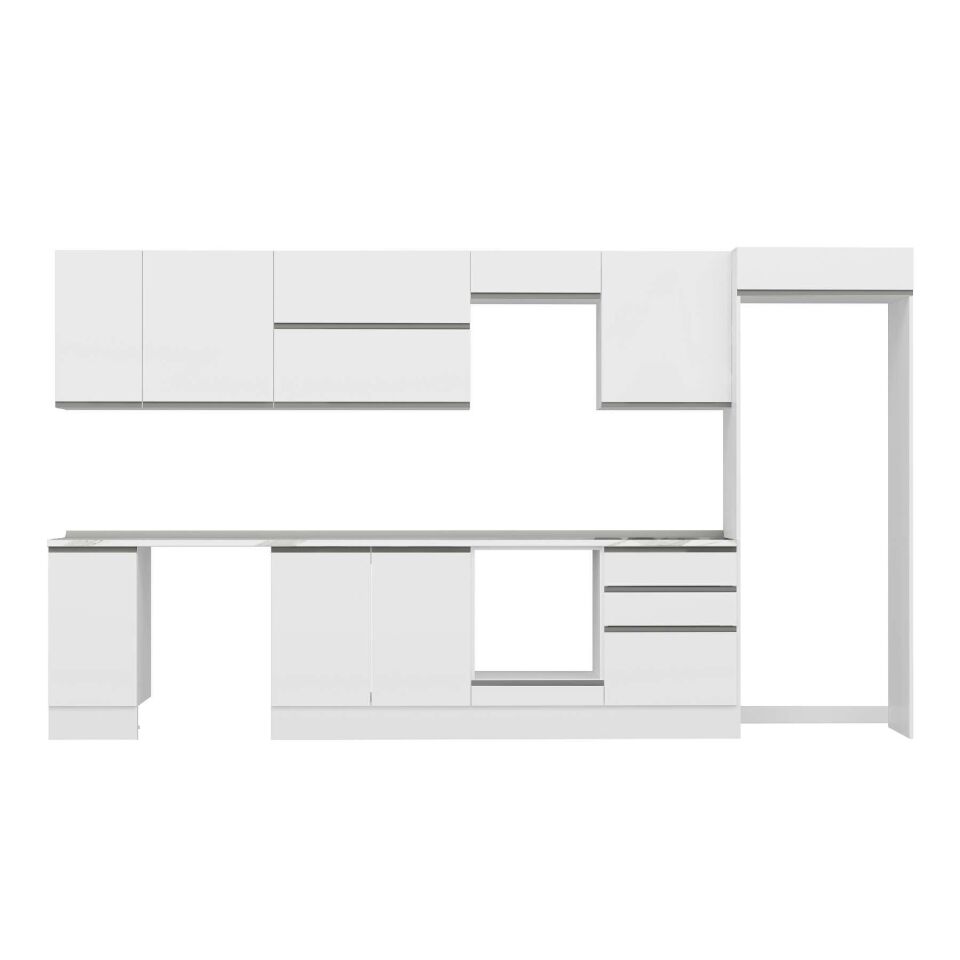 Alvinka 380X222 Cm High Gloss Mutfak Dolabı Mb-E80S40S60-2 High Gloss | Beyaz - Mdf