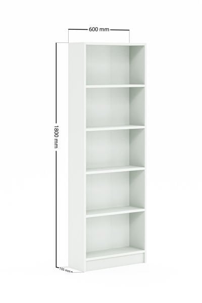 Cera Kts2 Modern Kitaplık / 5 Raflı - 60x180 Cm - Beyaz