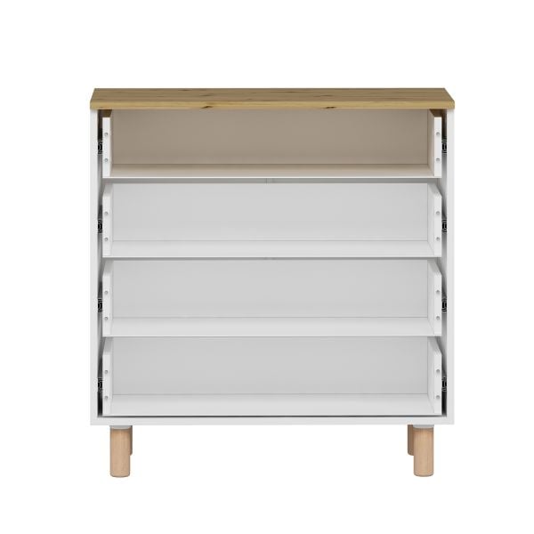 Lotus Bohem Tarz Şifonyer 4 Çekmece - Artisan/Beyaz