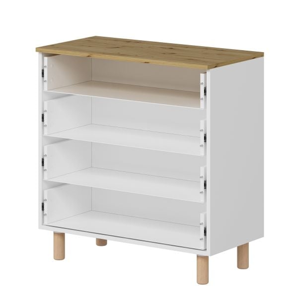 Lotus Bohem Tarz Şifonyer 4 Çekmece - Artisan/Beyaz