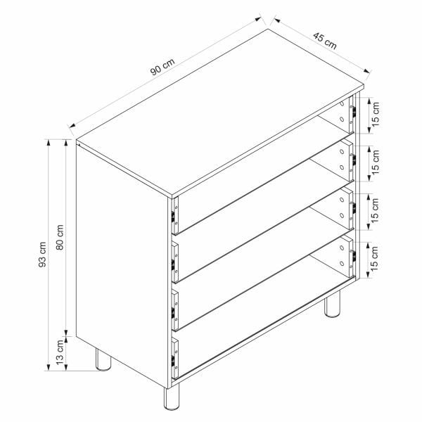 Lotus Bohem Tarz Şifonyer 4 Çekmece - Artisan/Beyaz