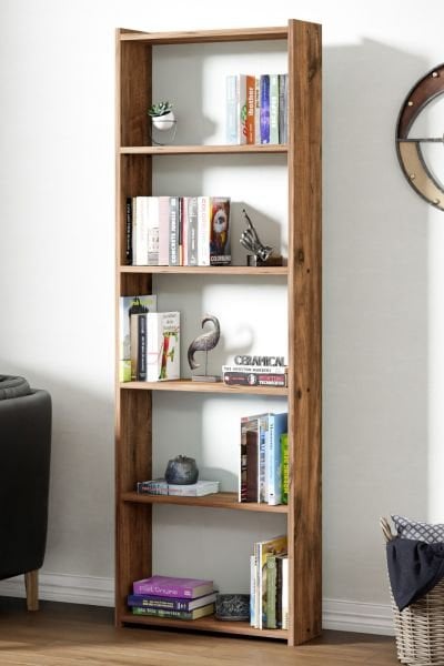 Cera Kts2 Modern Kitaplık / 5 Raflı - 60x180 Cm - Çam
