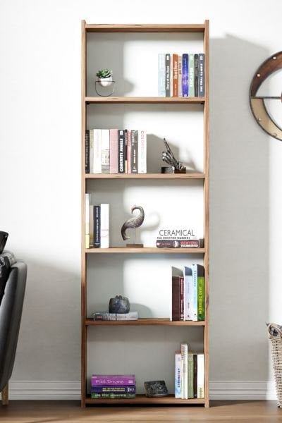 Cera Kts2 Modern Kitaplık / 5 Raflı - 60x180 Cm - Çam