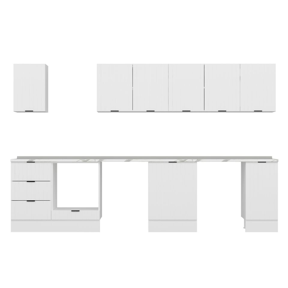 Alvinka 330X210 Cm Mbr_B Mutfak Dolabı Beyaz - Mdf